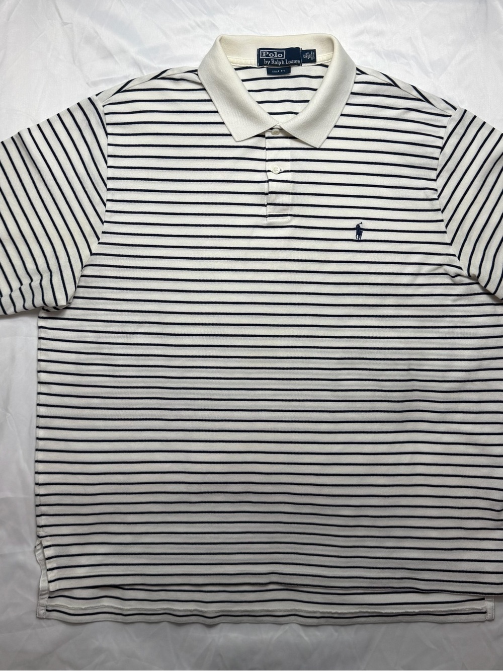 Ralph Lauren White Polo with Navy Stripes